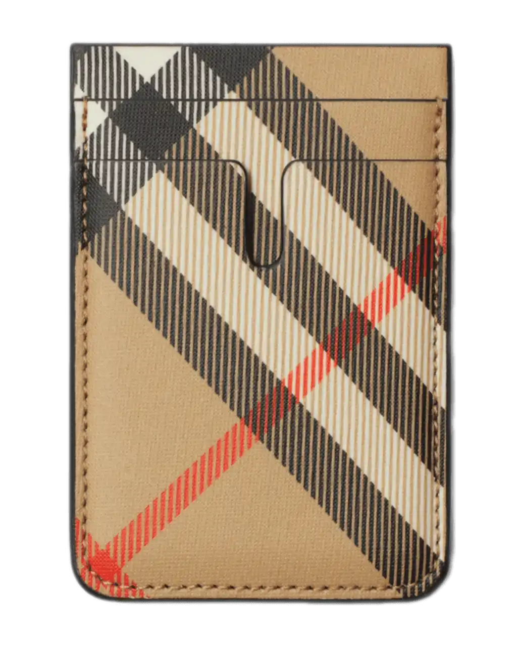 Burberry Check Magnetic Card Case - Sand