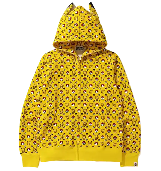 BAPE x Pokemon Full Zip Hoodie - Yellow