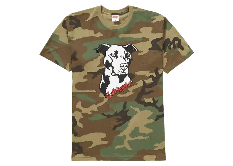 Supreme Pitbull Tee - Woodland Camo
