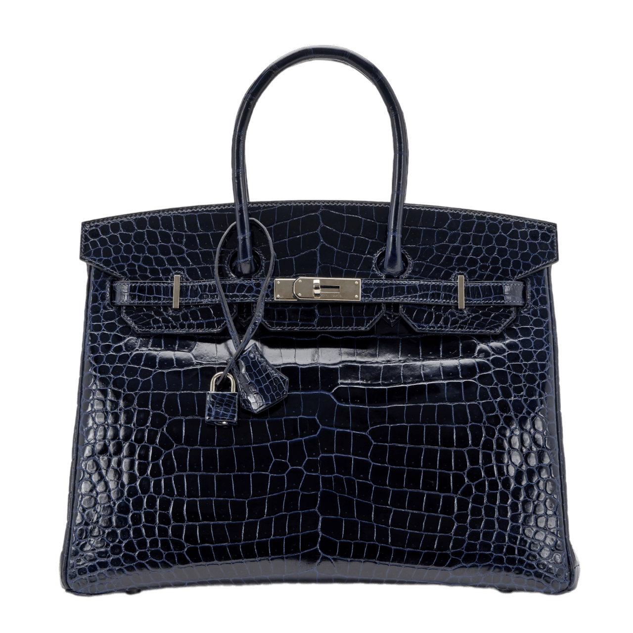Hermès Bleu Marine Shiny Porosus Crocodile Birkin 35 Palladium Hardware, 2013