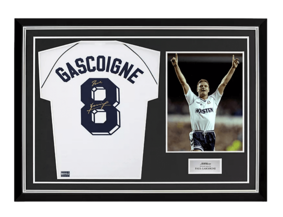 Paul Gascoigne Back Signed Tottenham Hotspur 1991 Home Shirt In Hero Frame