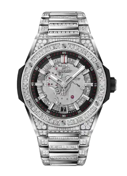 Hublot Big Bang Integrated Time Only Titanium Jewellery - 40mm, 18k White Gold, Baguette Diamonds