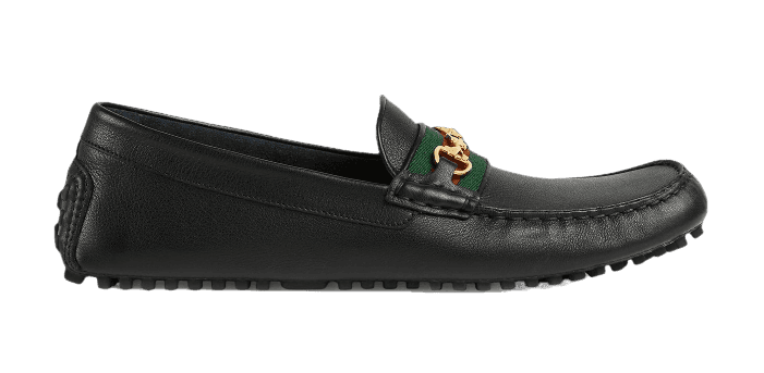 Gucci Men's Driver With Web - Black Leather