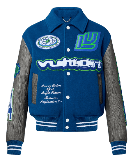 Louis Vuitton Embroidered Varsity Blouson - Grey Blue