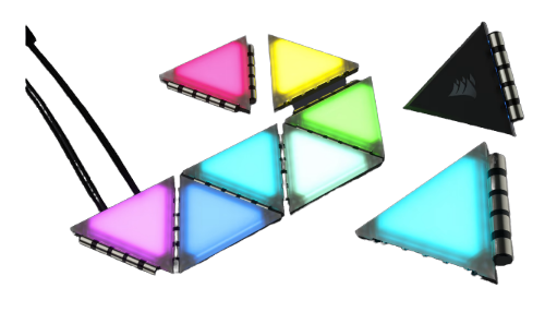 Corsair iCue Lc100 Case Accent Lighting Panels - Mini Triangle - 9x Tile Expansion Kit
