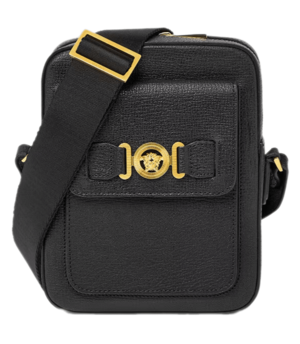 Versace Medusa Biggie Crossbody Bag - Black and Gold