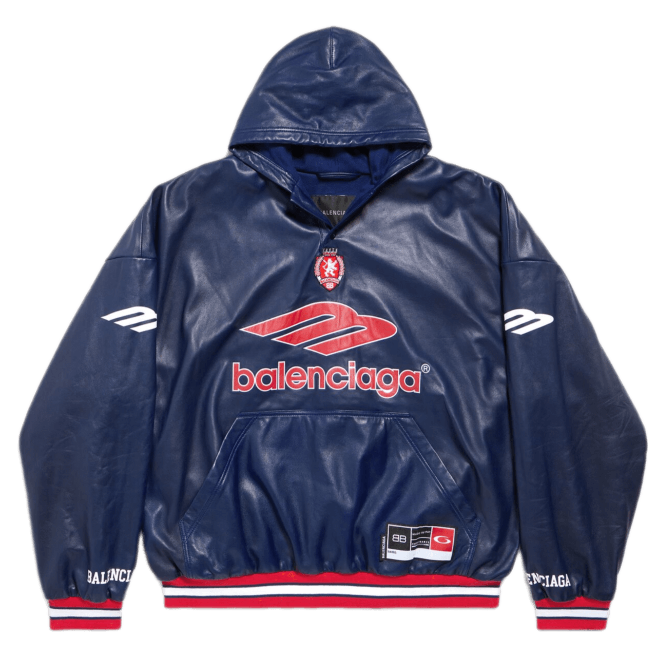 Balenciaga 3B Football Polo Hoodie - Dark Navy