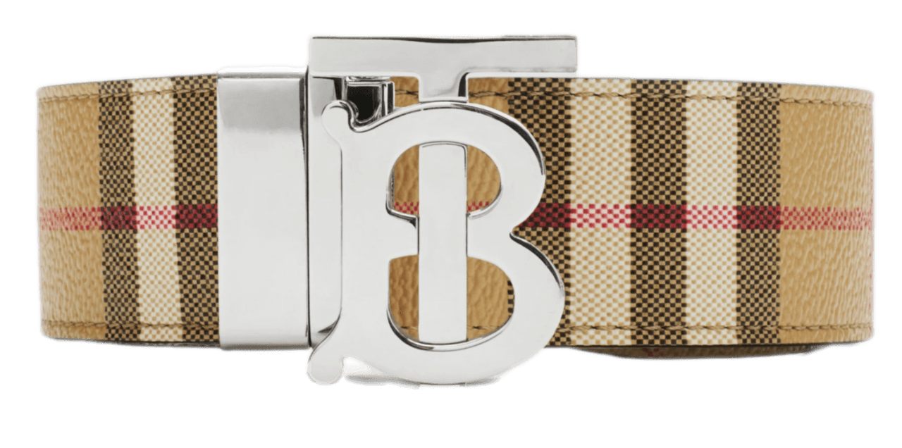 Burberry Reversible Check TB Belt - Archive Beige/Silver