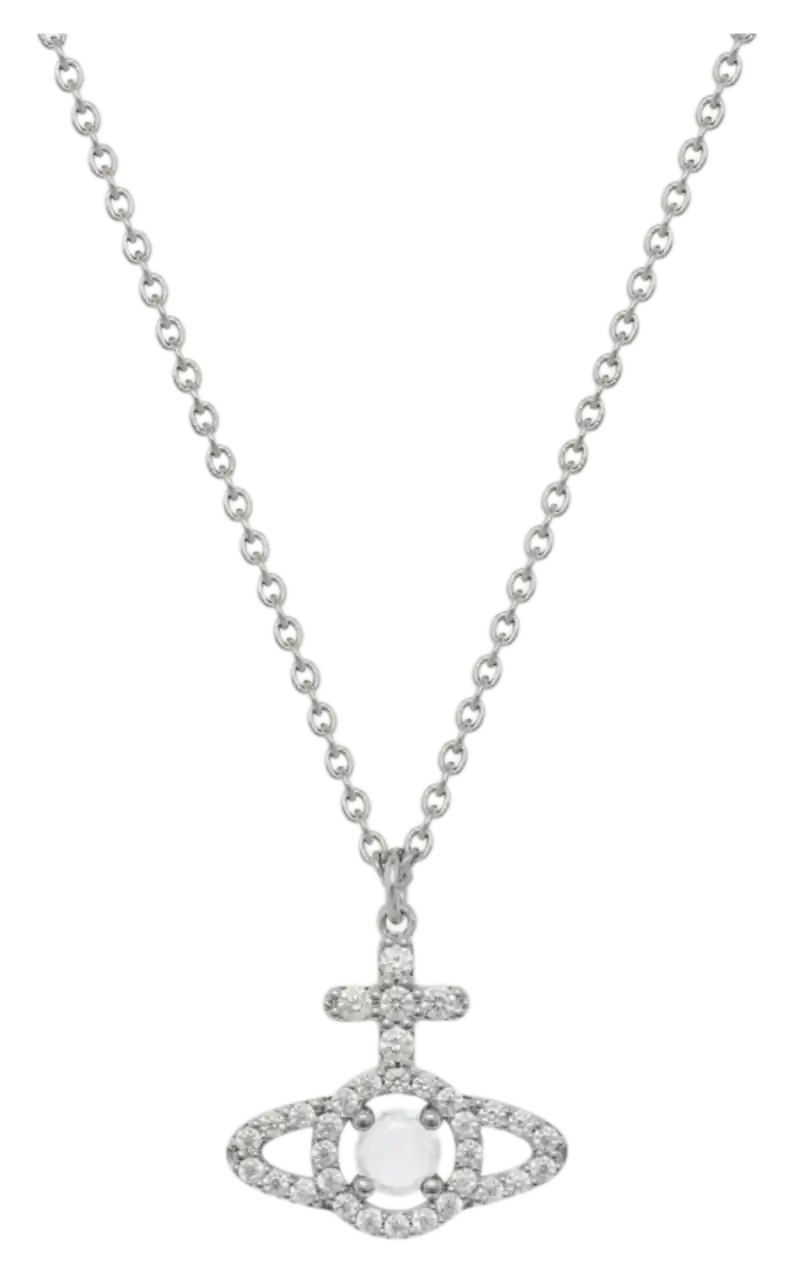 Vivienne Westwood Olympia Cubic Zirconia Pendant Necklace - Platinum/White