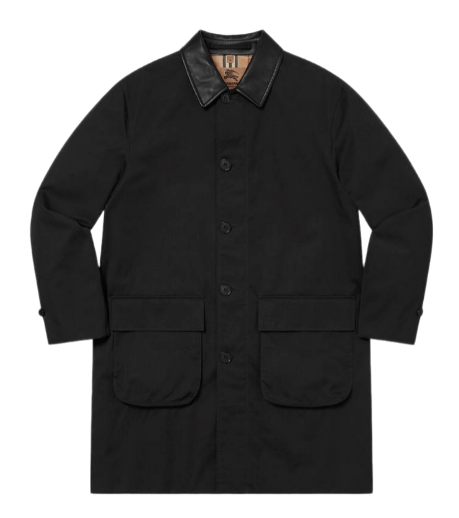 Supreme Burberry Leather Collar Trench - Black