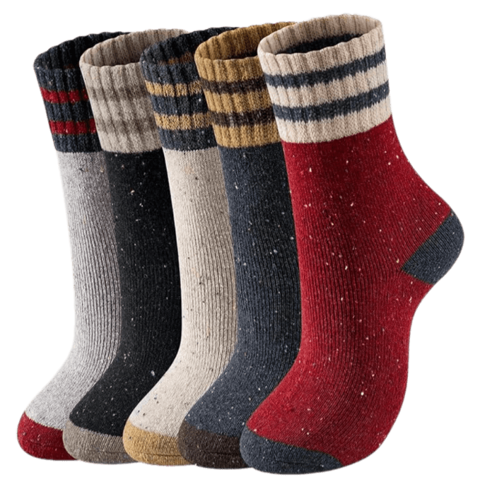 Wool Socks - Red/Blue/Beige/Black/Grey