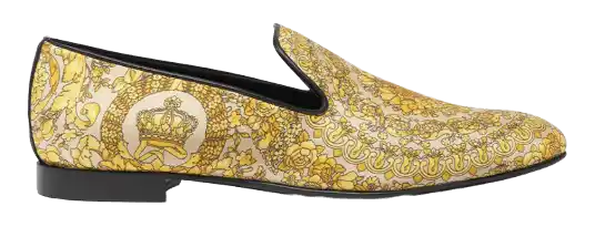 Versace Barocco Satin Slippers - Yellow Print