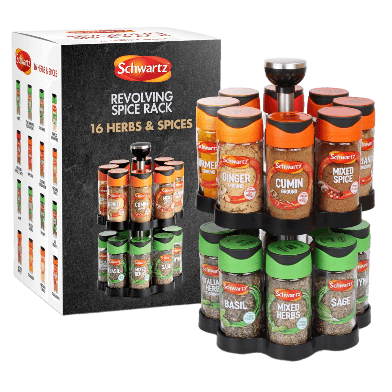 Schwartz Rotating Spice Rack with Spices Included