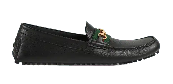 Gucci Men's Driver With Web - Black Leather