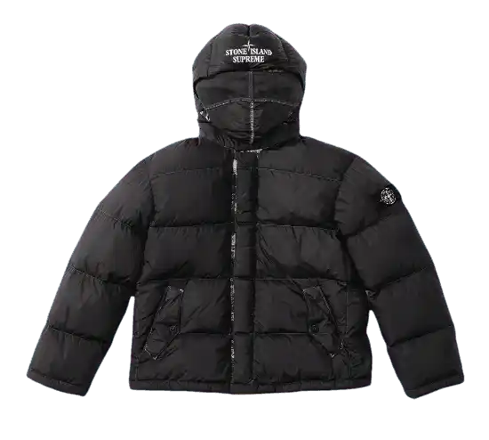 Supreme Stone Island Painted Camo Crinkle Down Jacket - Black