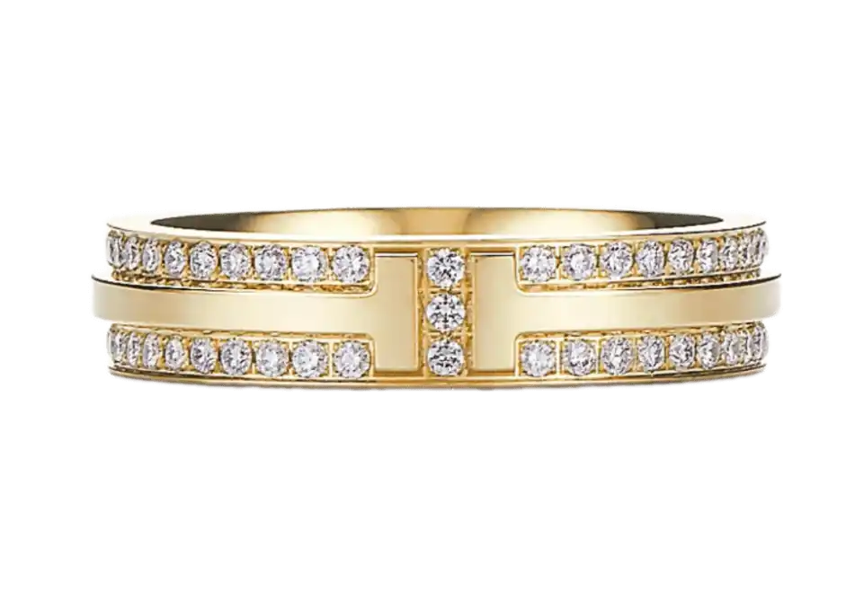 Tiffany T Narrow Pavé Diamond Ring - Yellow Gold