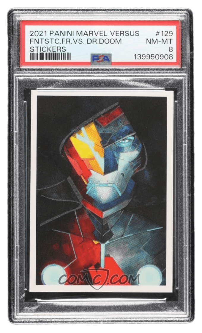 2021 Panini Marvel Versus Stickers - #129 - Glow - Doctor Doom PSA 8