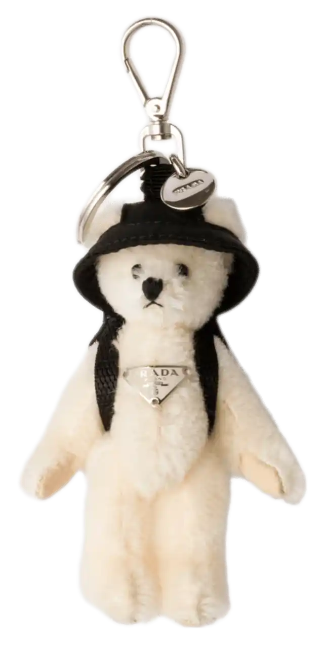 Prada Teddy Keychain Charm - White