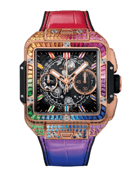 Hublot Square Bang Unico King Gold Rainbow - 42mm, 18k Gold, Baguette Gemstones