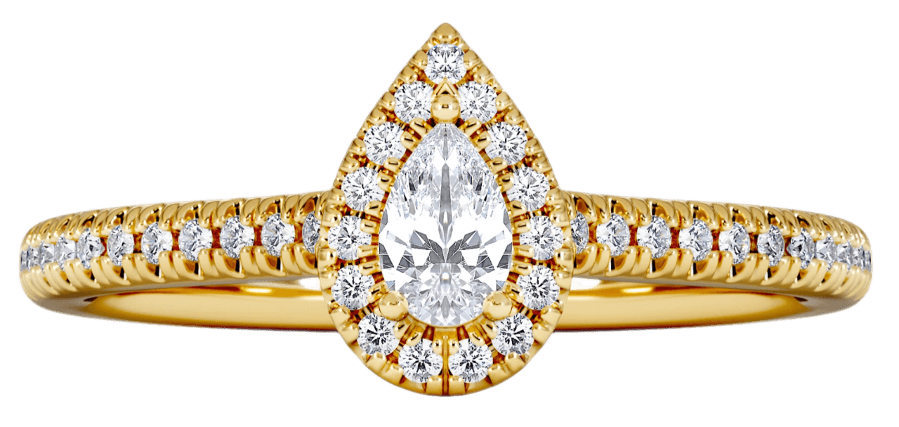 Lumia Pear Cut Lab Diamond Halo Ring 0.33ct in 18K Gold Vermeil