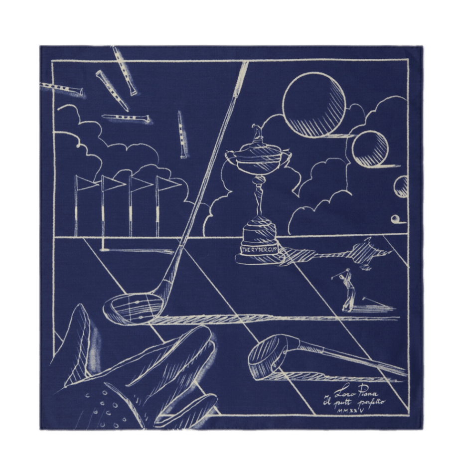 Loro Piana Il Putt Perfetto Foulard - Deep Blue/Chalk White