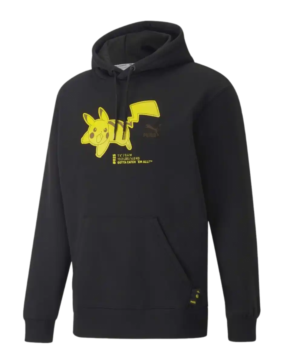 PUMA × Pokémon: Pikachu Puma Black Fleece Pullover Hoodie