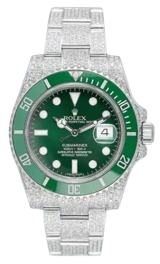 Custom Diamond Set Rolex Submariner Date "Hulk" Green Dial 116610LV Watch