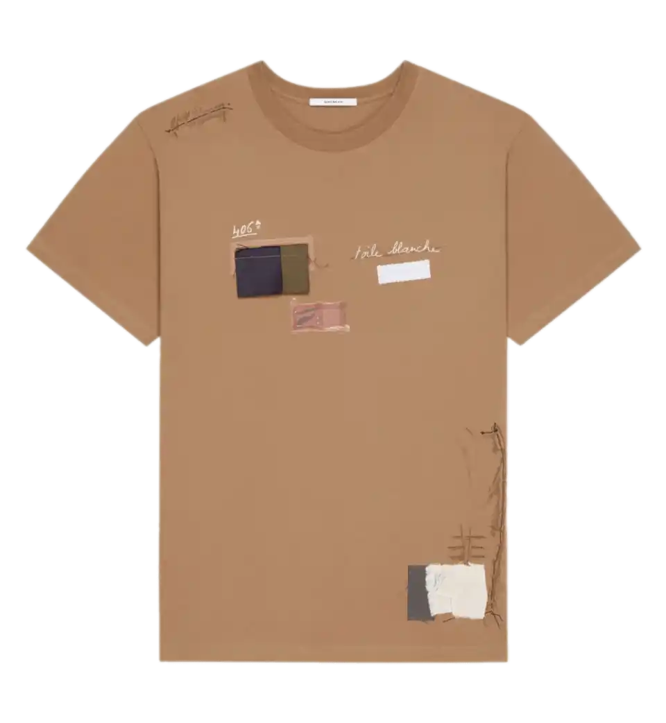 Givenchy T-shirt in Cotton With Trompe l'Œil Atelier Print - Beige Camel