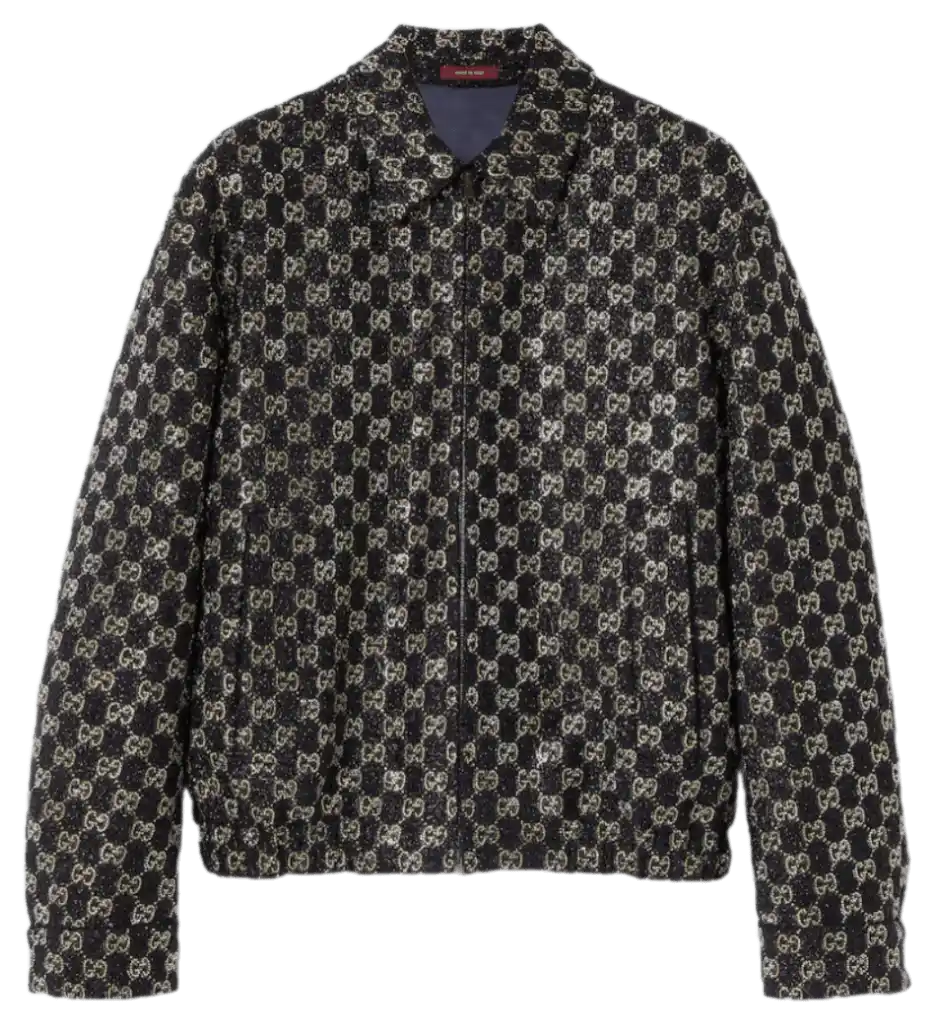 Gucci Embroidered Wool Tweed Lamé Jacket - Navy