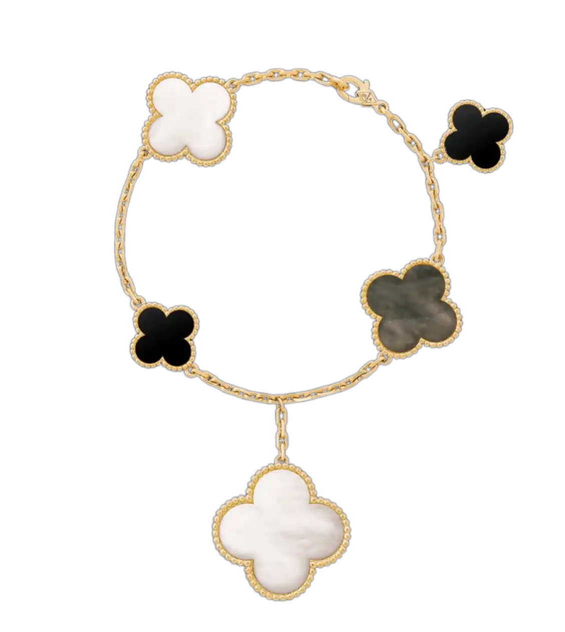 Van Cleef Magic Alhambra Bracelet 5 Motifs - Yellow Gold, Mother-of-Pearl, Onyx