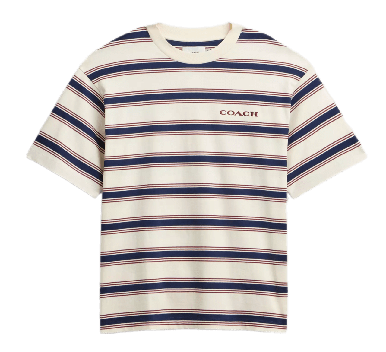 Coach Relaxed Striped T Shirt - Cream Multi