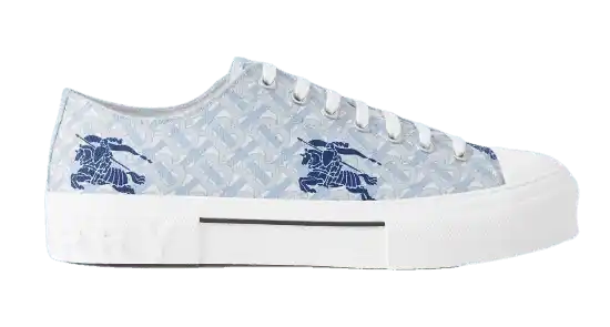 Burberry EKD Monogram Cotton Sneakers - Pale Blue