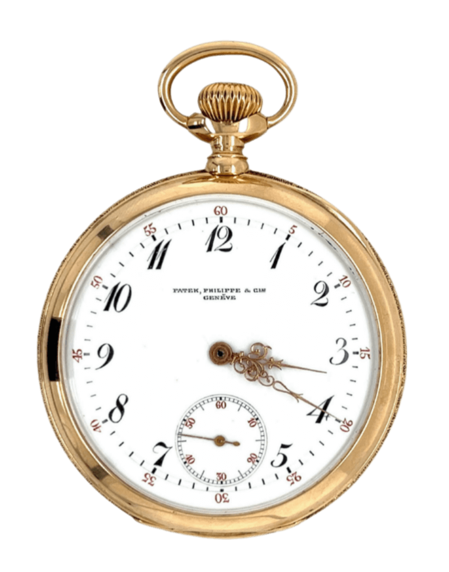 Antique Patek Philippe Pocket Watch with Arabic Numerals in 18k Gold