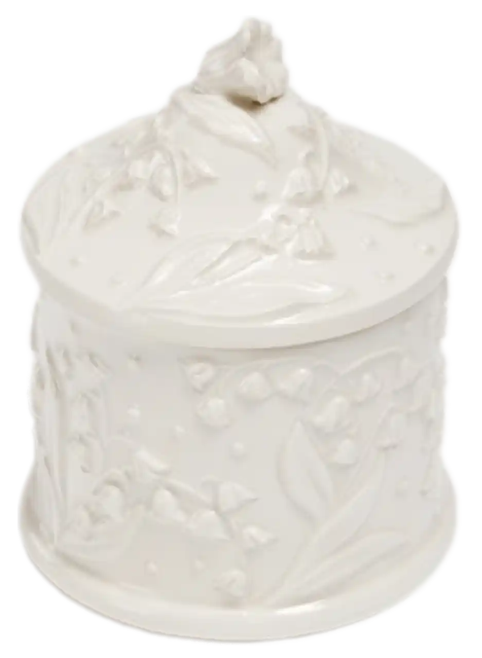 Dior Small Box - White Ceramic with Raised Lily Dior Motif
