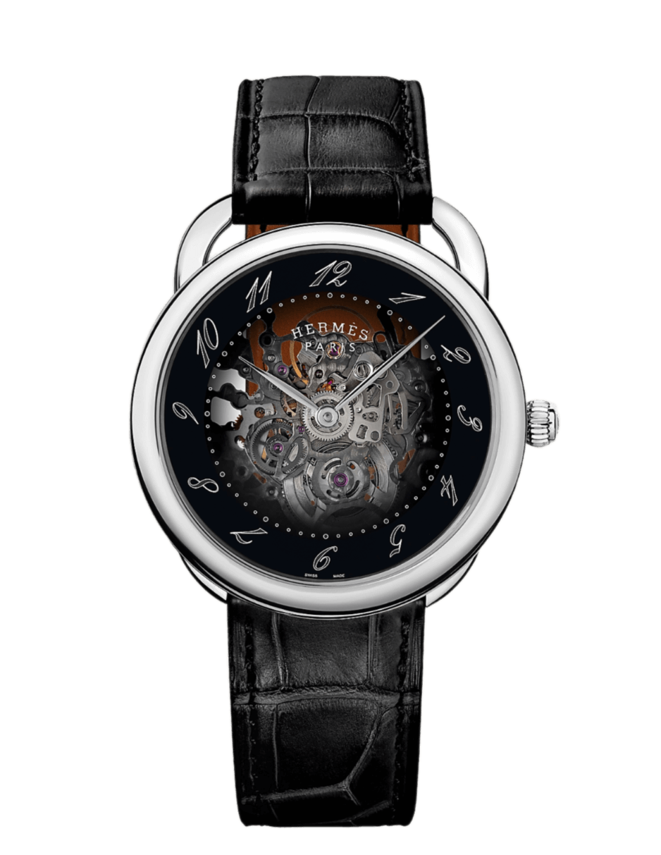 Hermès Arceau Squelette Watch Gradated Black Mineral Dial - 40mm, Steel