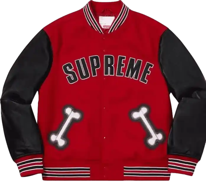 Supreme Bone Varsity Jacket - Red