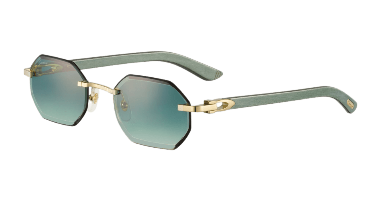 Sunglasses C Allongé de Cartier Motif - Green Wood