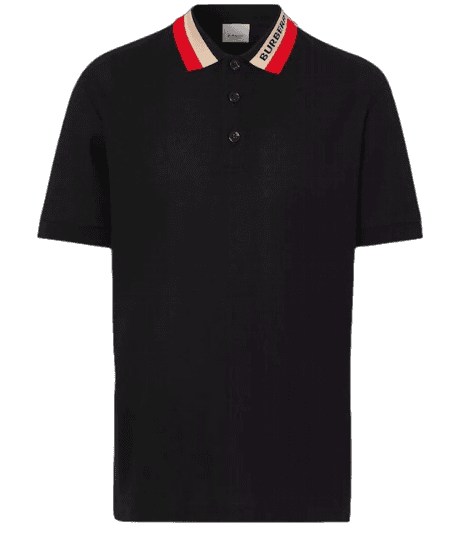 Burberry Logo Detail Cotton Piqué Polo Shirt - Black
