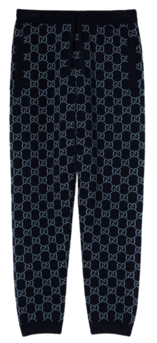 Gucci GG Knit Double Wool Leisure Pants - Blue/Grey