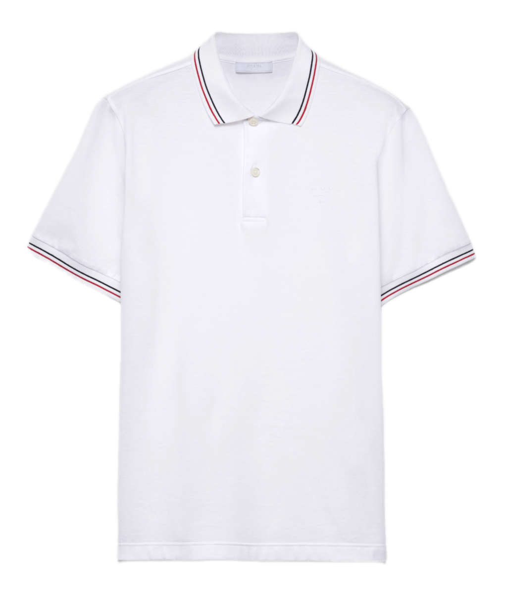 Prada Short-sleeved Piqué Polo Shirt - White/Red