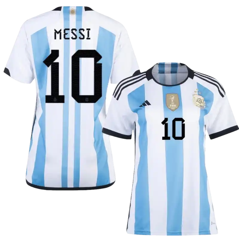 Adidas Argentina 2022-23 Authentic Messi Home Jersey - White/Light Blue