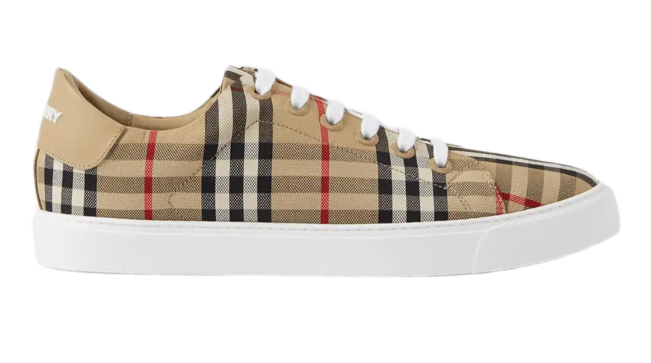 Burberry Check and Leather Sneakers - Archive Beige