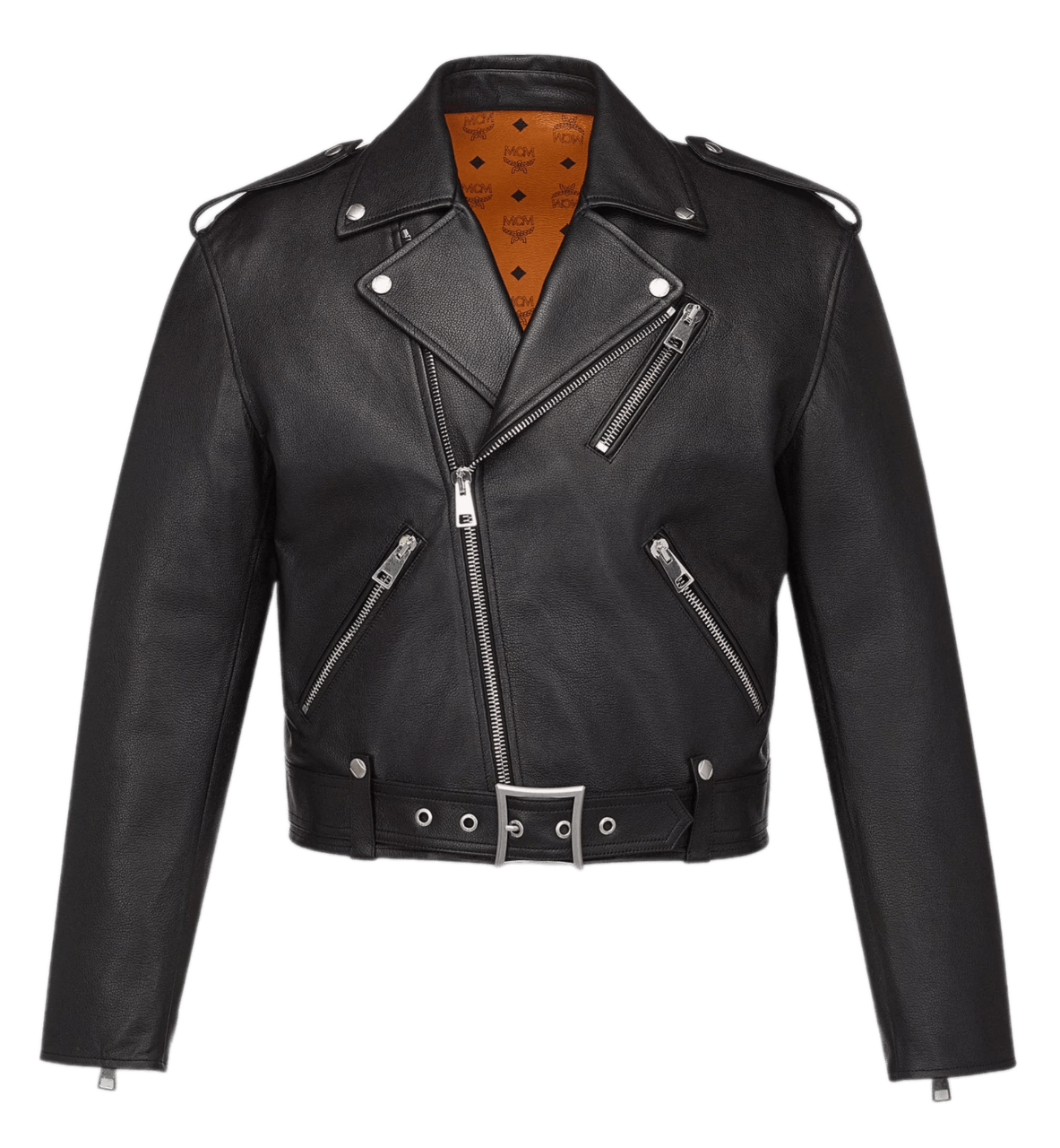 MCM Cropped Rider Jacket in Lamb Leather - Black