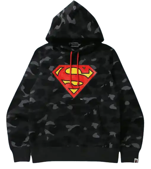 BAPE x DC Superman Camo Pullover Hoodie - Black