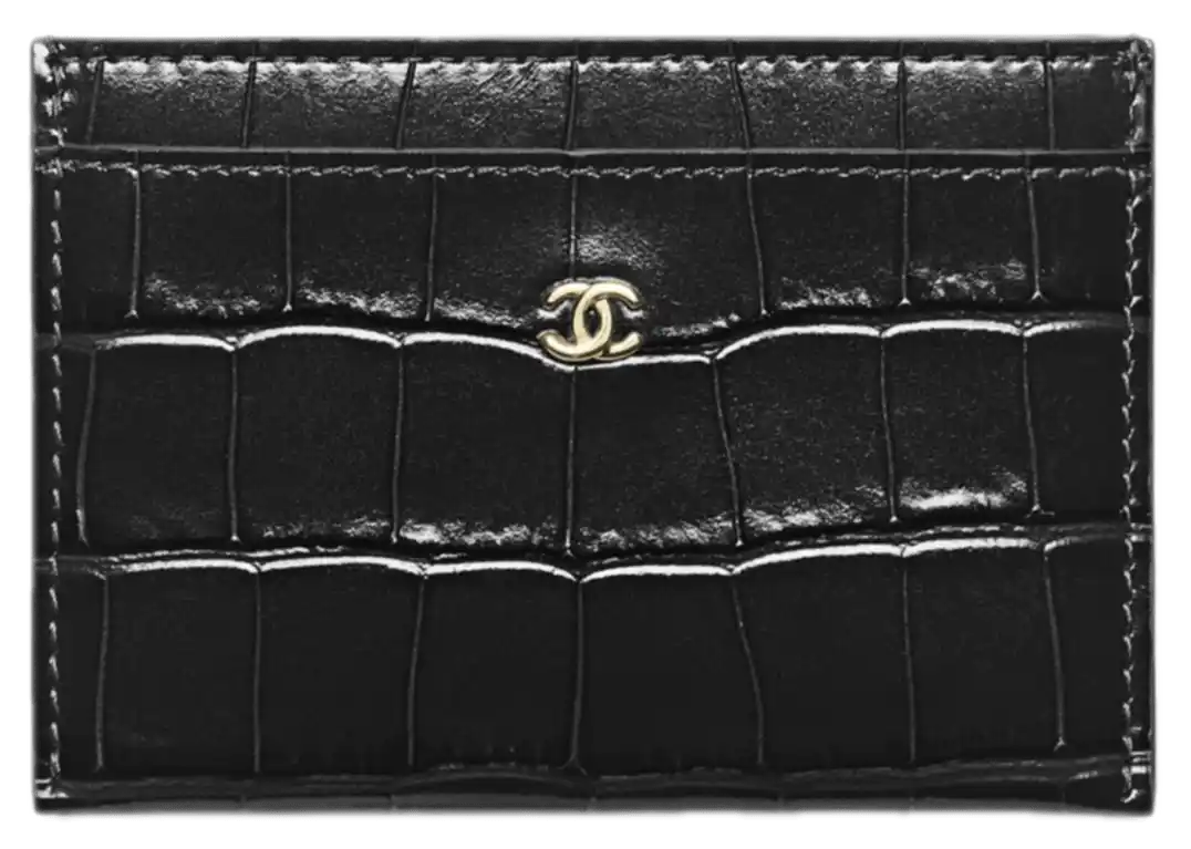 Chanel Card Holder Crocodile Embossed Calfskin - Black