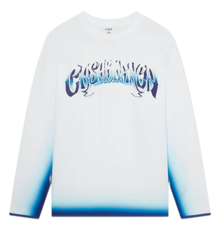 Casablanca Blue Fade Long Sleeve T-Shirt - White