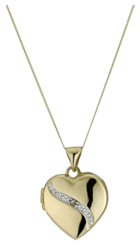 9ct Yellow Gold Diamond Set Heart Locket
