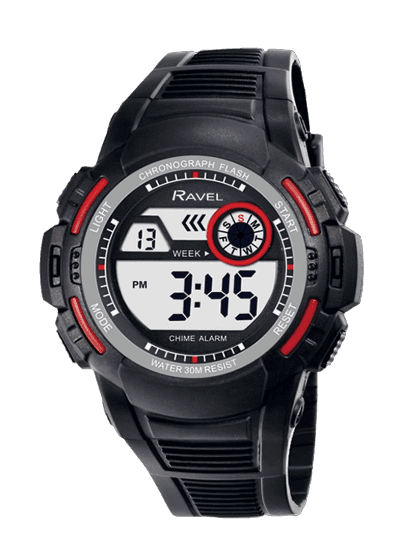 Ravel - Mens Round 3ATM Digital Quartz Watch