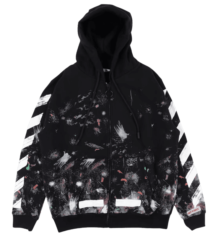 Off-White Galaxy Brushed Zip Up Hoodie - Black