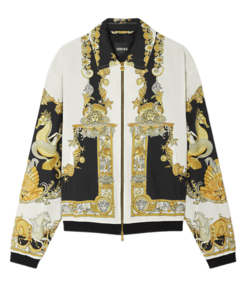 Versace Coral Theatre Blouson Jacket - White and Gold